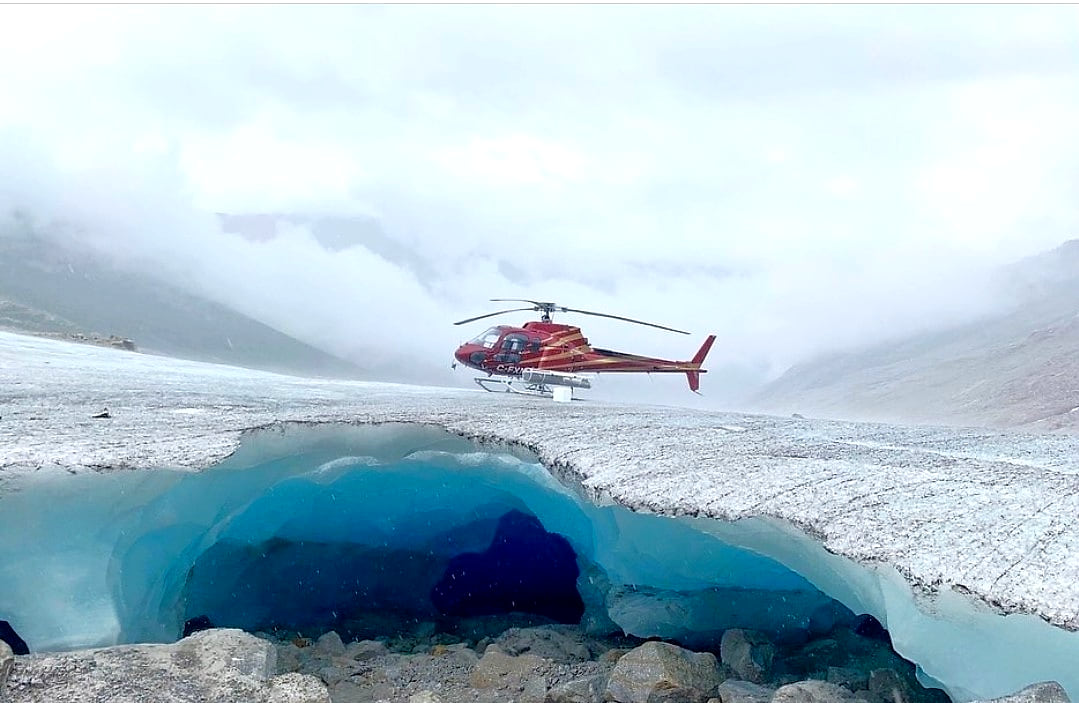 A helicopter to an ice cave, Whistler