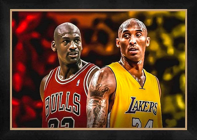 Jordan and Kobe, framed