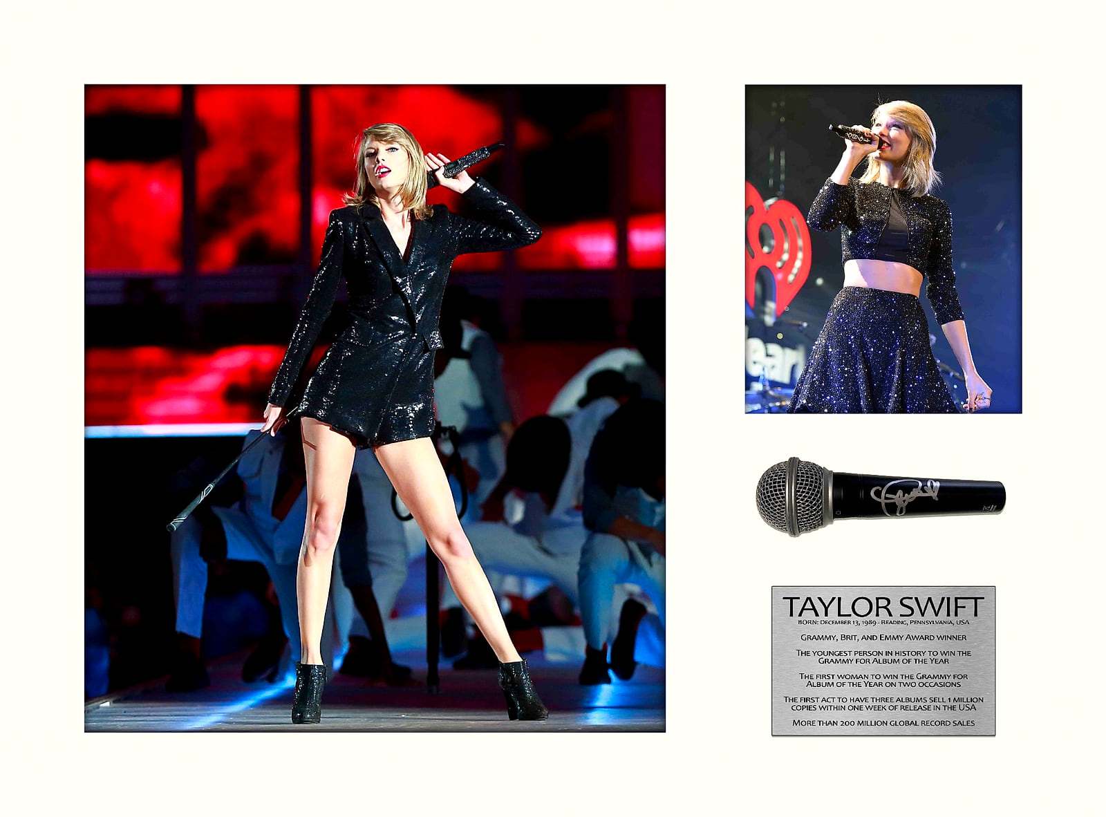A microphone signed by Taylor Swift