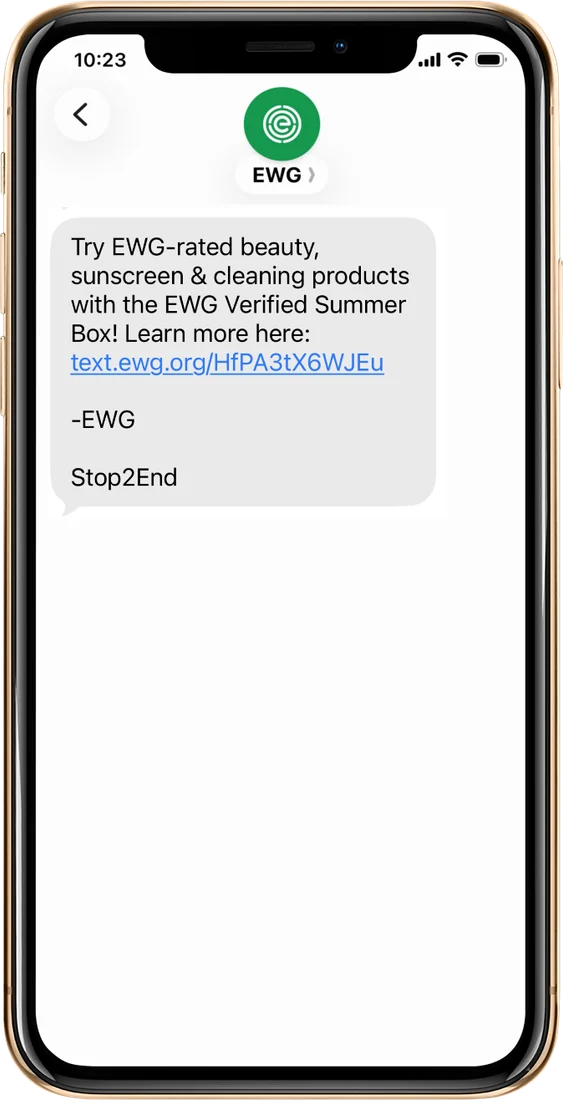 EWG text promoting EWG-rated beauty, sunscreen and cleaning products in the EWG Verified Summer Box, with a learn-more link