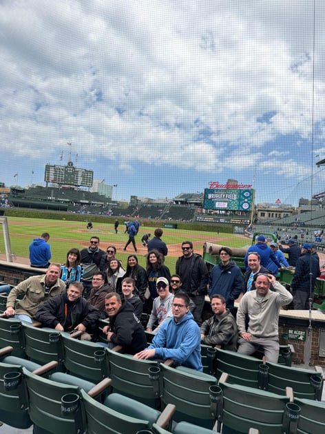 The team in the stands at a Cubs game, Wrigley Field